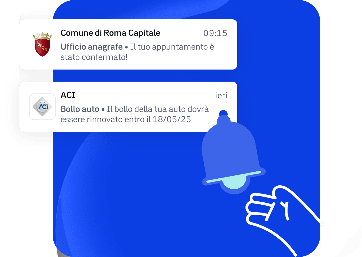 Esempio di messaggi dagli enti sull'app 