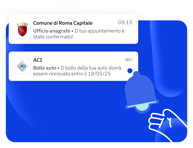 Esempio di messaggi dagli enti sull'app 
